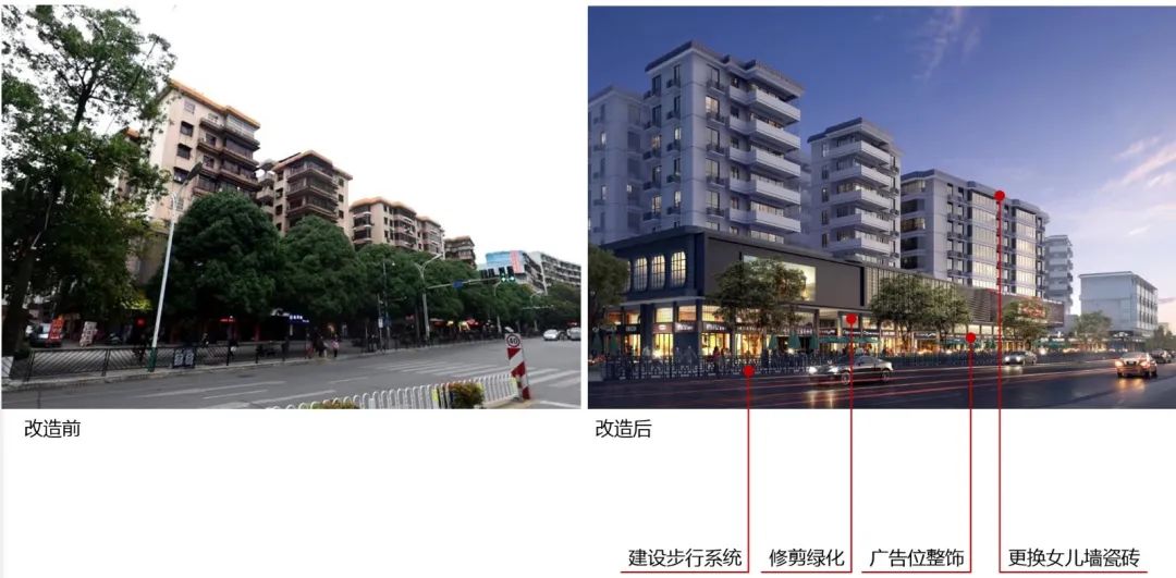 东城路节点改造前后对比示意图