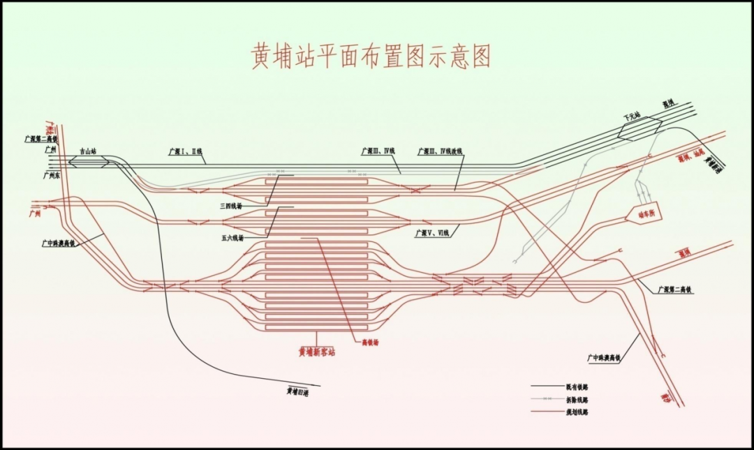 广州北至鱼珠段分别设置有广州北站和黄埔站