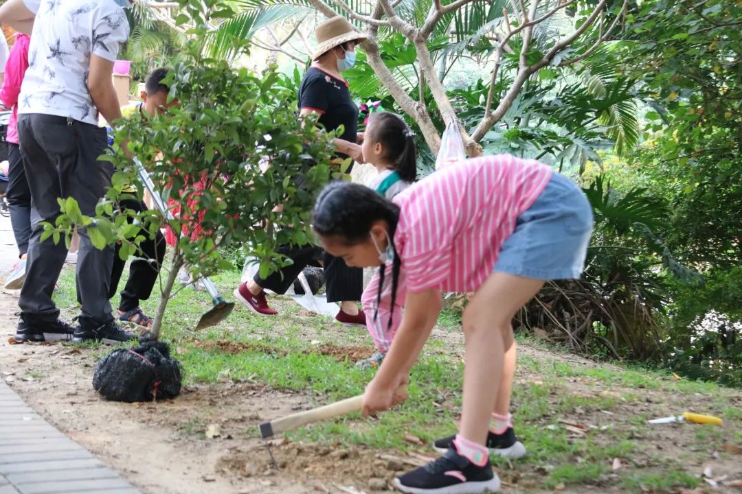 红棉社区亲子植树:栽植200余株树苗,为秀全添点绿!