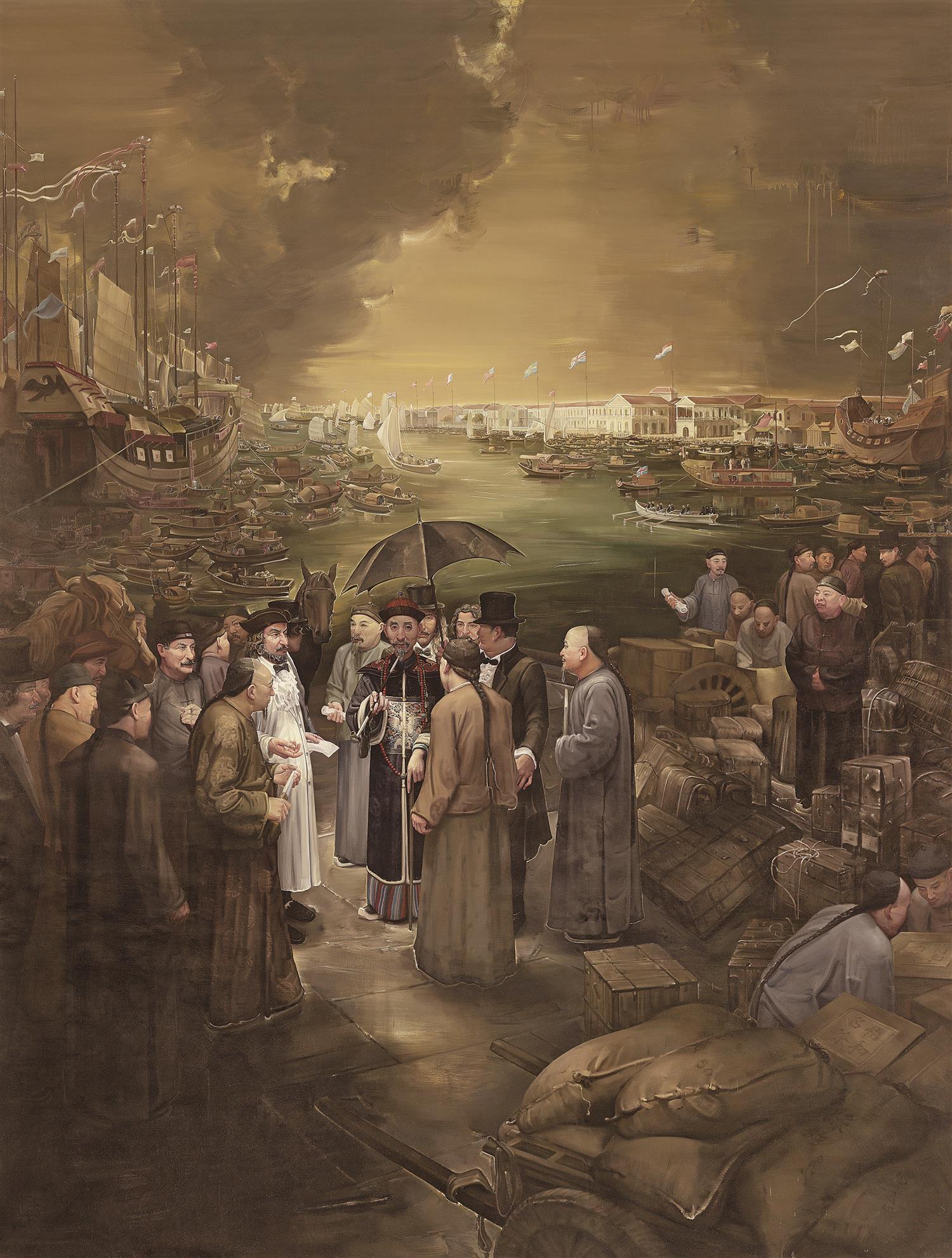 《广州十三行》 范勃、郭祖昌、罗奇 2016年入选“中华文明历史题材美术创作工程” 中国国家博物馆馆藏