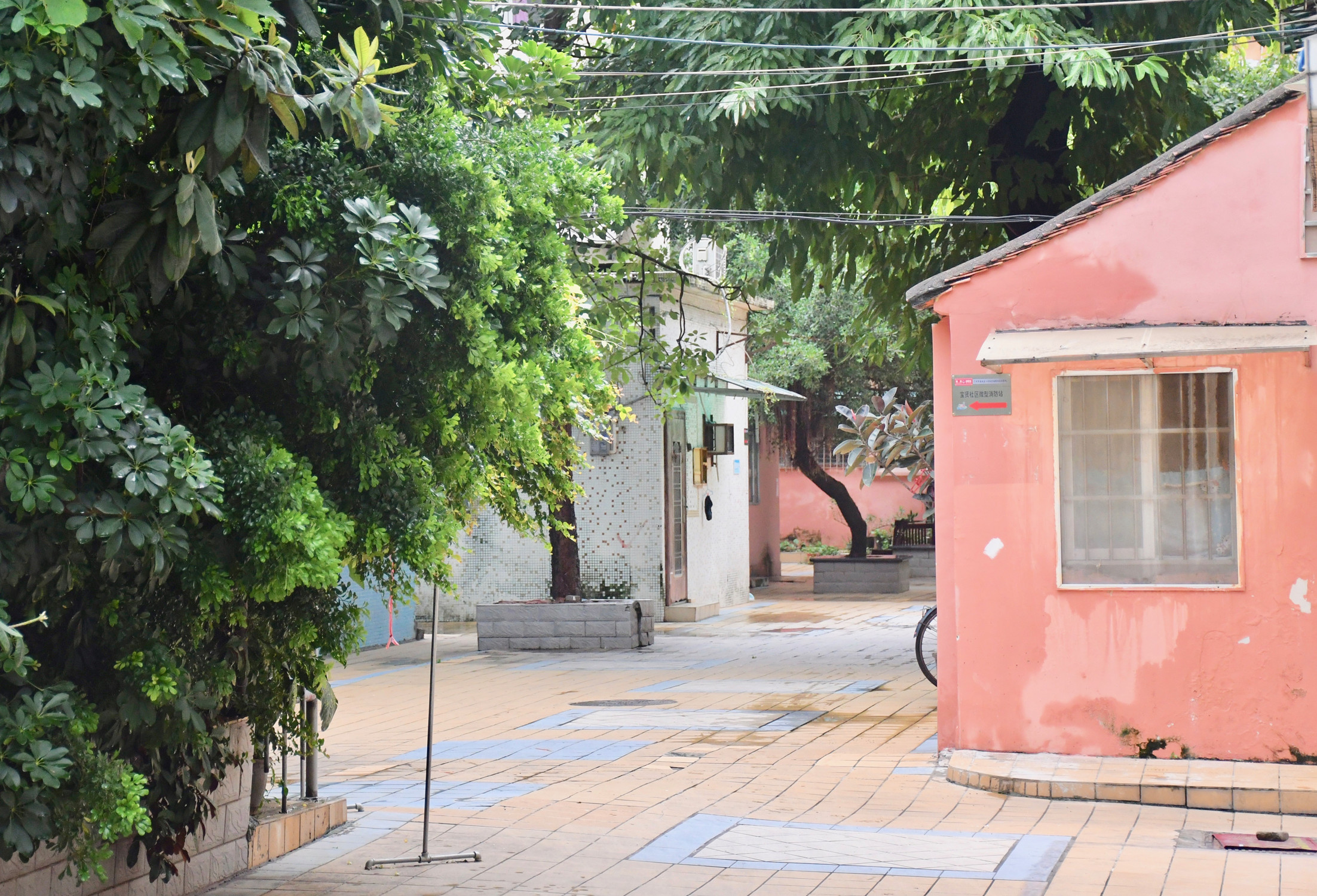 对社区房屋外立面进行统一整饰。蔡晓素摄影