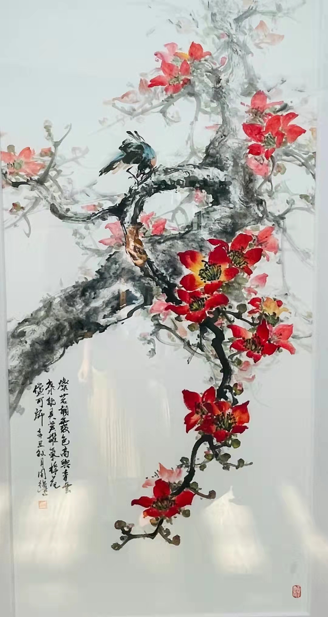 国画木棉花树图片