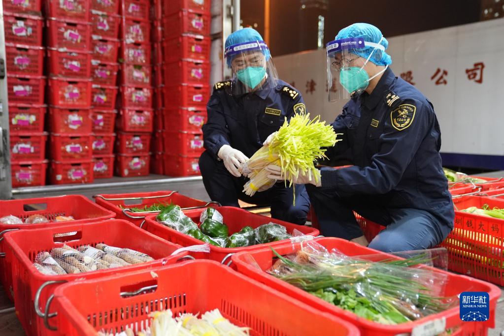 2月11日,文錦渡海關在查驗供港蔬菜。新華社發