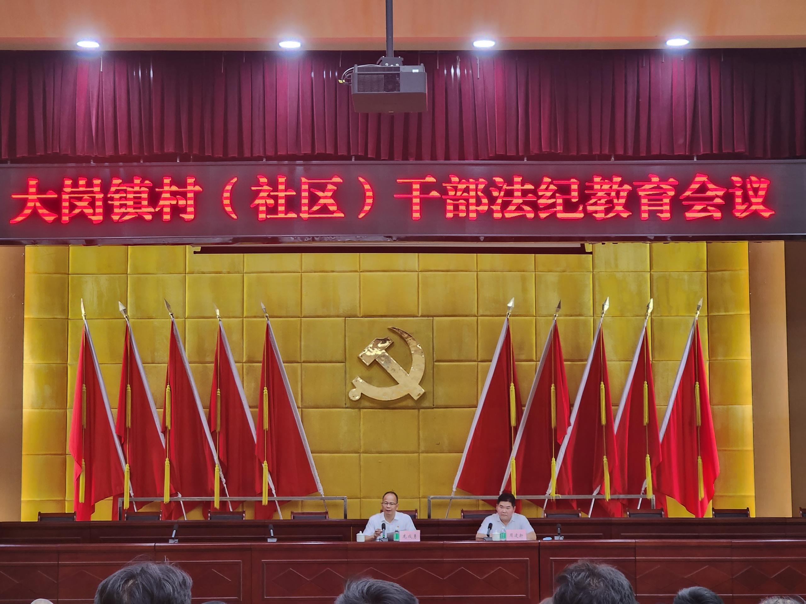 南沙大岗镇召开村（社区）干部法纪教育会议