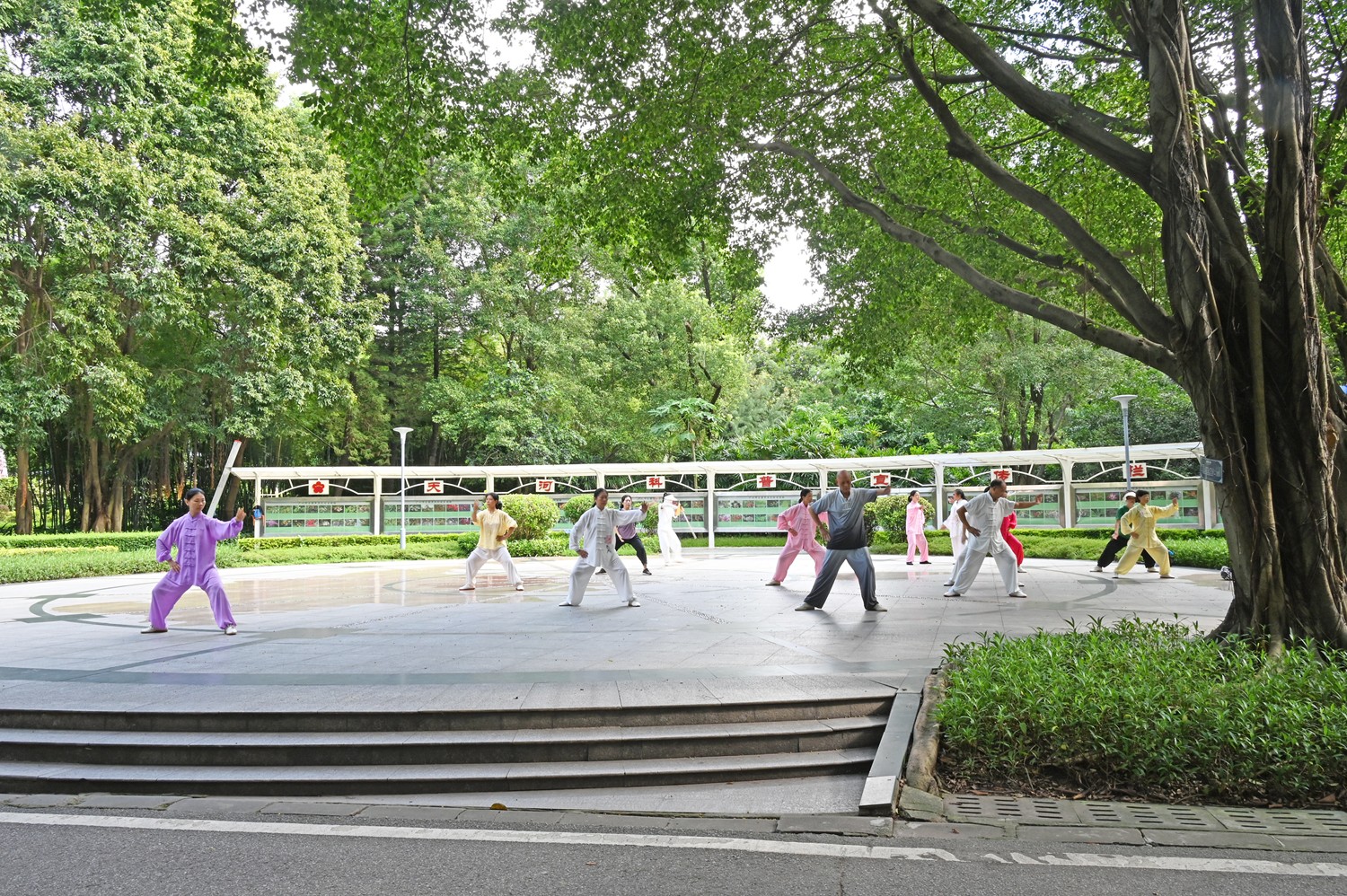 4 人们在公园里休闲健身，乐也融融。（摄影：何小茹）a.jpg