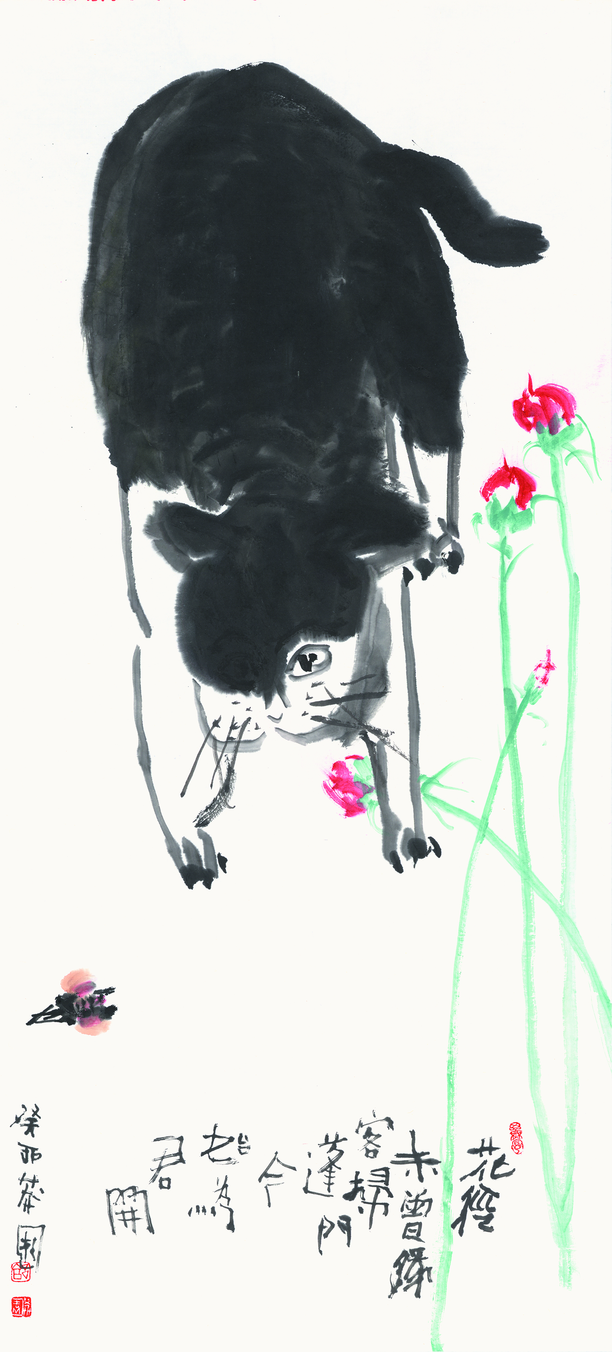 《花径蓬门》纸本设色 117cm×53cm 2023年